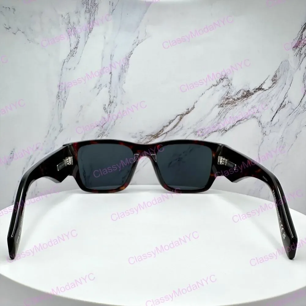 New PRADA Sunglasses Brown Root Tortoise Square Men's Plaque Logo
